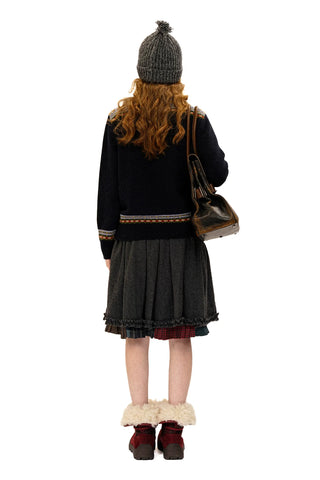 [Moromoro2] Fair Isle Polo Collar Loose  Sweater