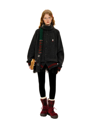[Moromoro2] Rabbit Embroidered Contrast  Knit