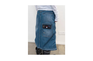 [NeverSeez] Pleated Fishtail Denim Skirt