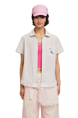 [moromoro2] Plaid Rhinestone Lace Shirt/Skirt  Cover