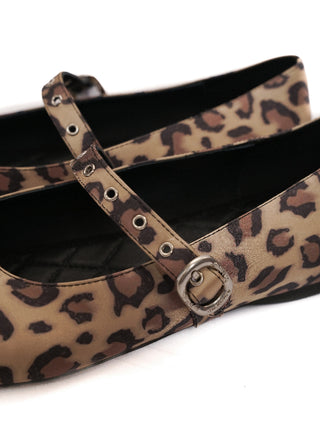 [moromoro2] Satin Leopard Ballet Flats