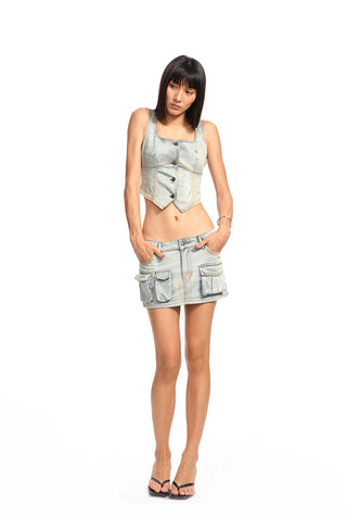 [NOTAWEAR] Ceramic Washed Stretch Denim  Vest