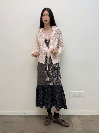 [NeverSeez] Crescent Dot Patchwork Sling Dress