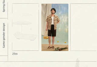 [CULTUM] Striped Cuban Collar Shirt