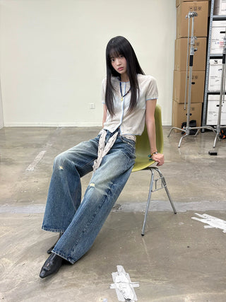 [NeverSeez] Colorblock Knit Cardigan