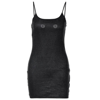 Beaded u neck backless cami mini dress