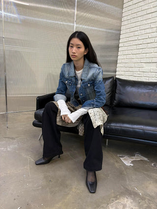 [NeverSeez] Washed Short Denim Jacket