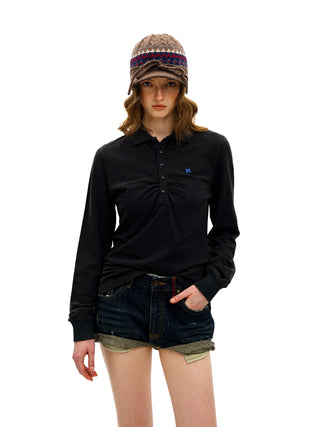 [Moromoro2] Embroidered Polo Top