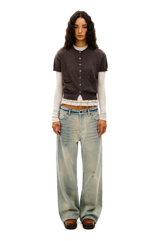 [Moromoro2] Short Sleeve Wool Blend  Cardigan