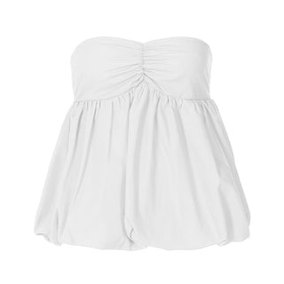 Ruched backless solid tube top