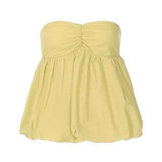 Ruched backless solid tube top