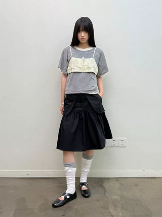 [NeverSeez] A-line Utility Skirt