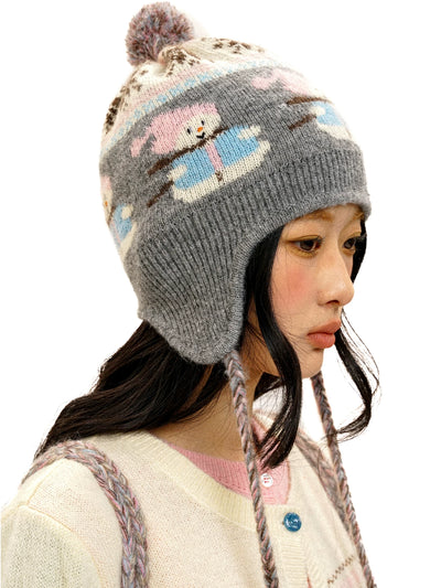 [Moromoro2] Snowman Colorblock Knit Cardigan  Set