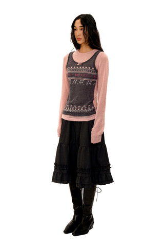 [Moromoro2] Fair Isle Faux Vest Knit Top