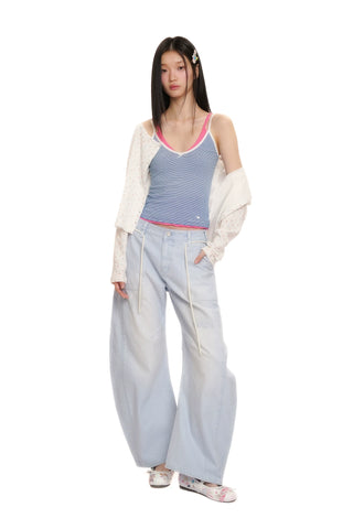 [moromoro2] Distressed Saber-Cut Cotton  Pants
