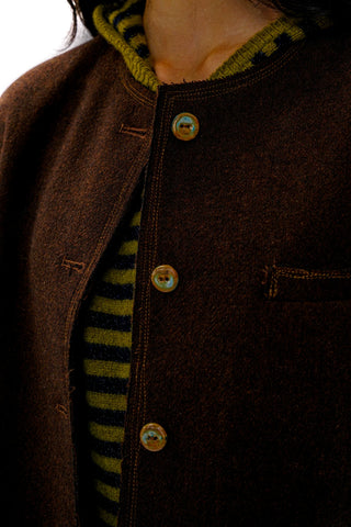 [Moromoro2] Wool Blend Raw Edge Blazer