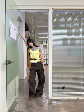 [NeverSeez] Ribbed Button-Front Cami Top