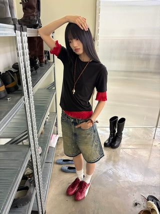 [NeverSeez] Lyocell-Wool Solid T-Shirt