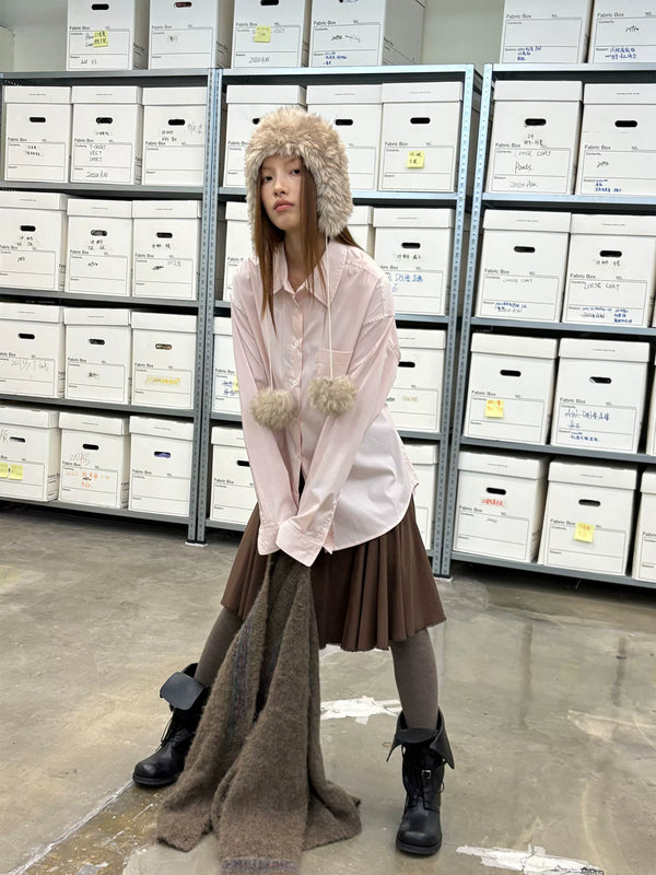 [NeverSeez] Lustrous Cotton Blend Shirt