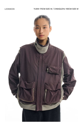 [CONP] Multi-pocket Spliced Jacket