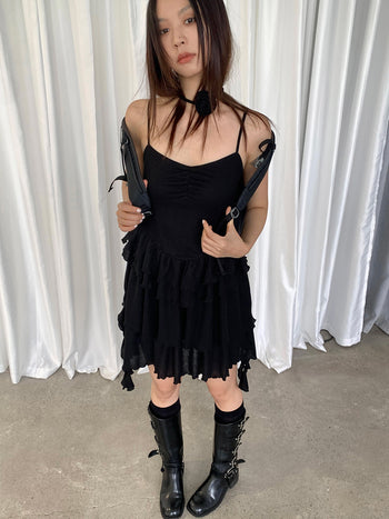 Ribbon Sleeveless suspender dress