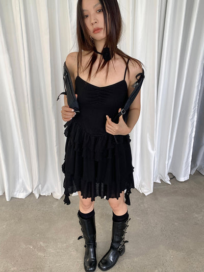 Ribbon Sleeveless suspender dress