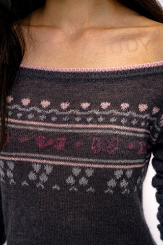 [Moromoro2] Fair Isle Faux Two-piece Top