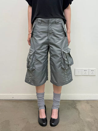 [NeverSeez] Washed Wrinkled Utility Shorts