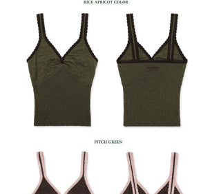 [Moromoro2] Lace Trim V-Neck Cami Top