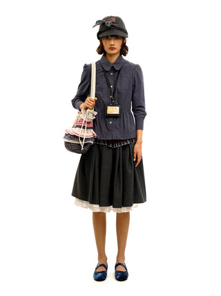 [Moromoro2] Baby Collar Bubble Sleeve Pleated  Shirt