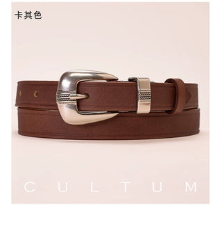 [CULTUM] Engraved Silver Buckle Belt