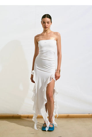[NOTAWEAR] Irregular Ruffle Strapless Dress