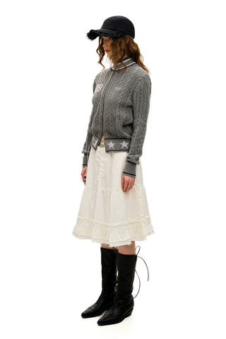 [Moromoro2] Star Ribbed Cable Knit Cardigan