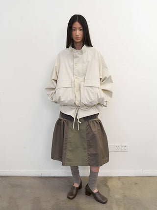 [NeverSeez] Stand Collar Drawstring Jacket