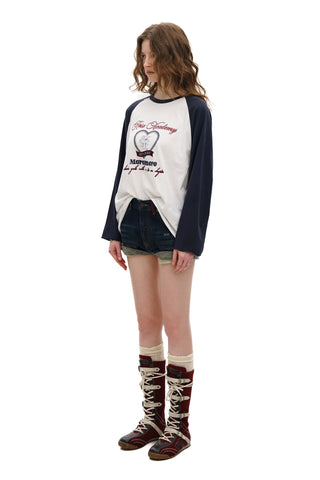 [Moromoro2] Rose Collegiate Logo Raglan Tee