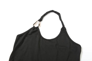 Halter u neck backless solid maxi dress