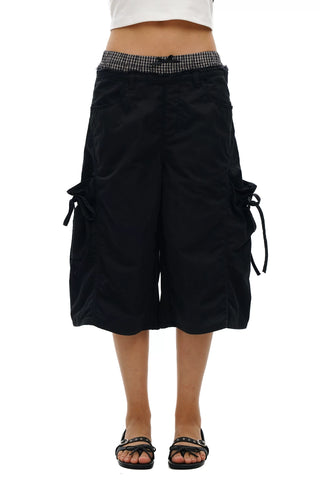 [Moromoro2] Faux Two-piece Waist Cropped  Pants