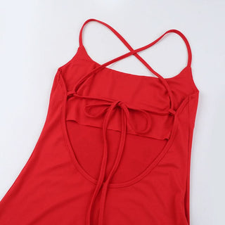 U neck flower beaded cross back cami maxi dress