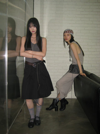 [NeverSeez] A-line Utility Skirt