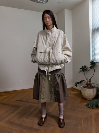 [NEVERSEEZ] Flap Pocket Workwear Skirt