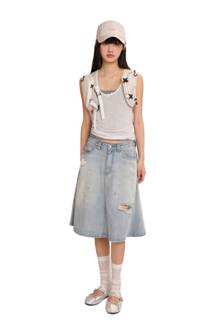 [moromoro2] Lace Trim Bow Cami Top