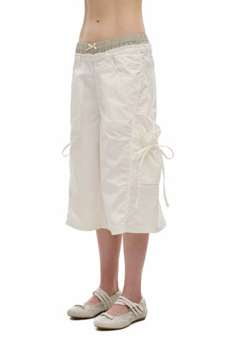 [Moromoro2] Faux Two-piece Waist Cropped  Pants