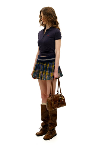 [Moromoro2] Gradient Plaid Distressed Mini  Skirt