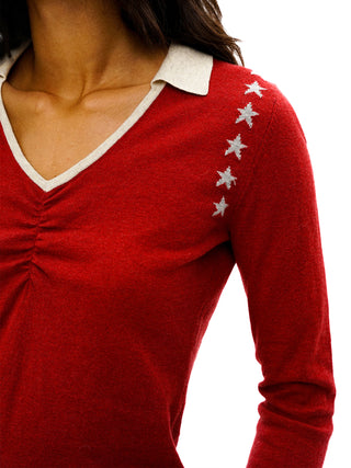 [Moromoro2] Star Jacquard Faux Two-piece Knit  Top