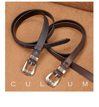 [CULTUM] Engraved Silver Buckle Belt