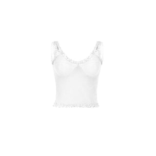 U neck ruffle backless mesh top