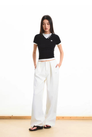 [NOTAWEAR] Faux Two-piece Short Sleeve  T-shirt