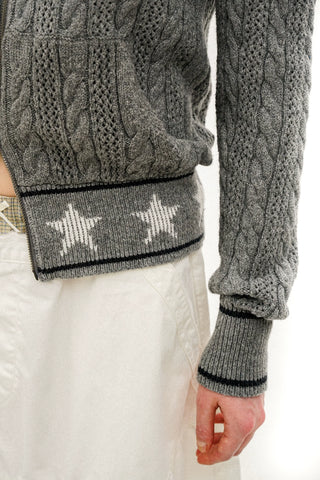[Moromoro2] Star Ribbed Cable Knit Cardigan