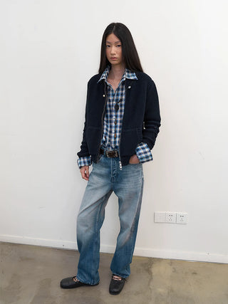 [NeverSeez] Linen Plaid Shirt