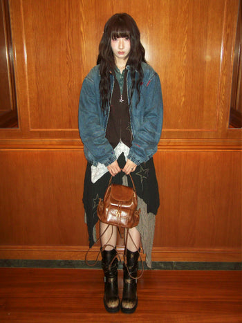 [Moromoro2] Distressed Patch Denim Jacket